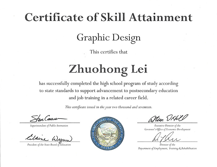 Graphic Design Certificate of Skill Attainment